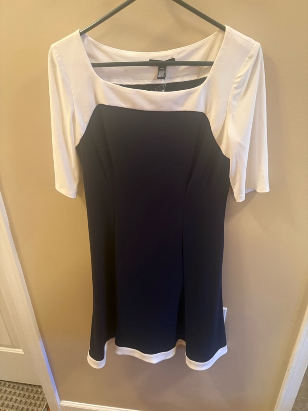 Chaps Navy and White Sheath Dress